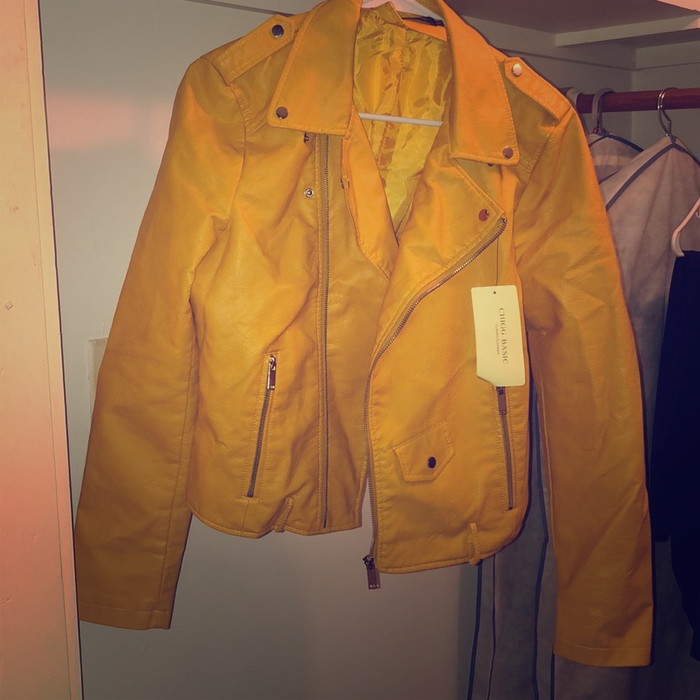 Mustard faux leather jacket